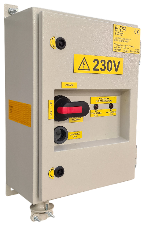 Zestaw zasilający elektrozawory typu ZZE-02/24V/2WA/2